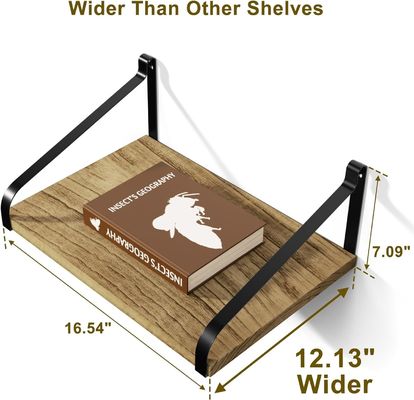 Moderne set van 2 gecarboniceerde zwarte grote opslag L16.5 X W12 inch rustieke houten muur drijvende planken