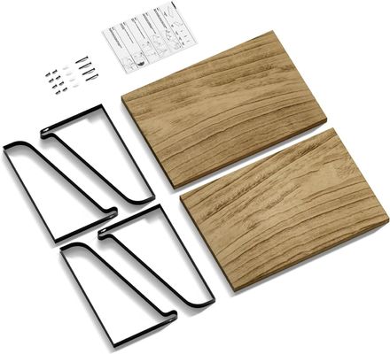 Moderne set van 2 gecarboniceerde zwarte grote opslag L16.5 X W12 inch rustieke houten muur drijvende planken