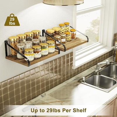 Moderne set van 2 gecarboniceerde zwarte grote opslag L16.5 X W12 inch rustieke houten muur drijvende planken