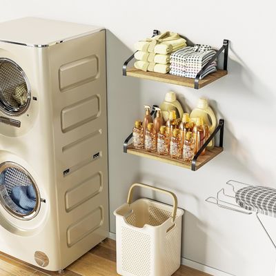 Moderne set van 2 gecarboniceerde zwarte grote opslag L16.5 X W12 inch rustieke houten muur drijvende planken