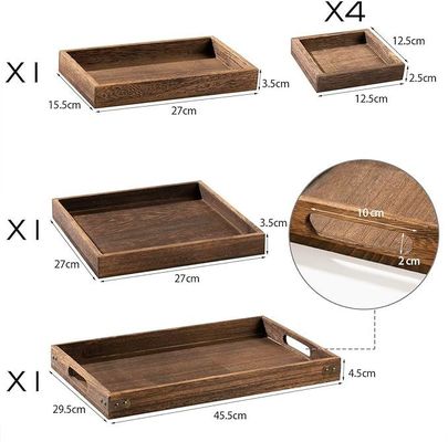Set van 7 trays van acacia hout rustic stijl met handvat en gratis monster kosten