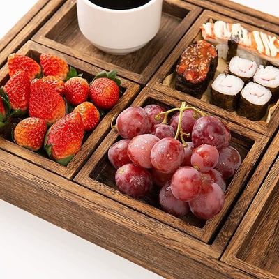 Set van 7 trays van acacia hout rustic stijl met handvat en gratis monster kosten