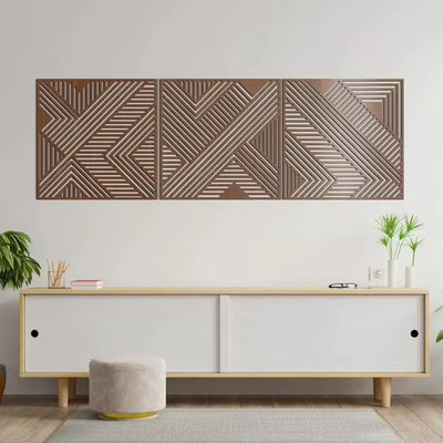 Decoratief houten geometrische lijnen paneel Set van 3 muurkunst voor woonkamer en kinderkamer