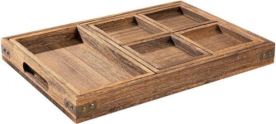 Set van 7 trays van acacia hout rustic stijl met handvat en gratis monster kosten