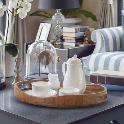 Op maat maat 17"x13" Houten ronde decoratieve bak voor woonkamer printen Lasergrave