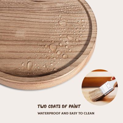 Zilkschermdruk Houten ronde decoratieve bak 10" Houten organisator voor badkamer toonbank