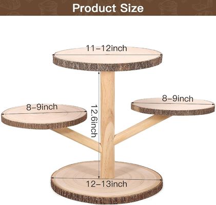 Op maat gemaakte ontwerpen 4 Tier Bamboe Cupcake Stand voor feest Fruit Snacks Serveren Tray