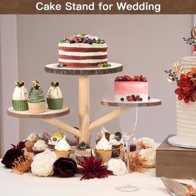 Op maat gemaakte ontwerpen 4 Tier Bamboe Cupcake Stand voor feest Fruit Snacks Serveren Tray