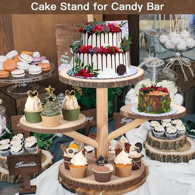 Op maat gemaakte ontwerpen 4 Tier Bamboe Cupcake Stand voor feest Fruit Snacks Serveren Tray
