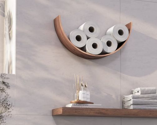 Boog houten plank toiletpapierhouder De perfecte combinatie van vorm en functie