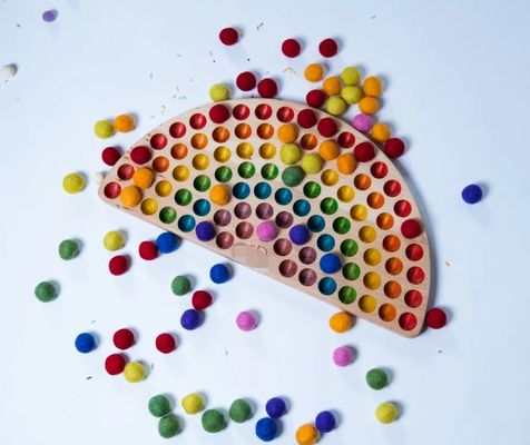 Handgemaakt houten Montessori regenboog kleuren leer speelgoed voor 2-4 jaar oud op uw verzoek