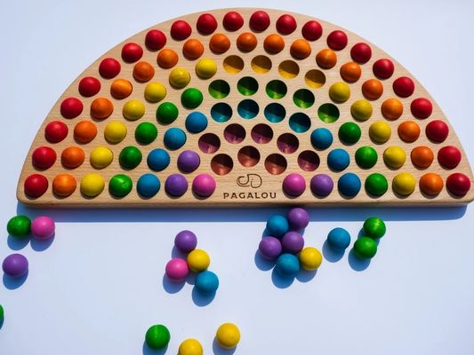 Handgemaakt houten Montessori regenboog kleuren leer speelgoed voor 2-4 jaar oud op uw verzoek