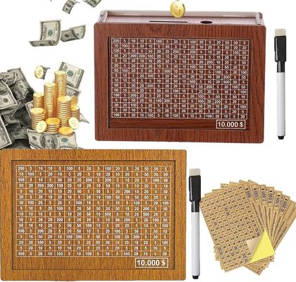 Environmental Cash Savings Box TIMBER Houten kassetoetsen met gelddoel en cijfers