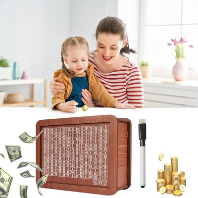 Environmental Cash Savings Box TIMBER Houten kassetoetsen met gelddoel en cijfers