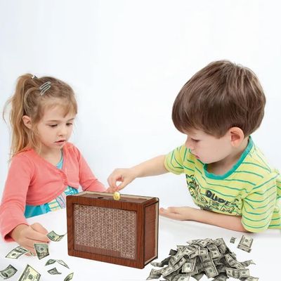 Environmental Cash Savings Box TIMBER Houten kassetoetsen met gelddoel en cijfers