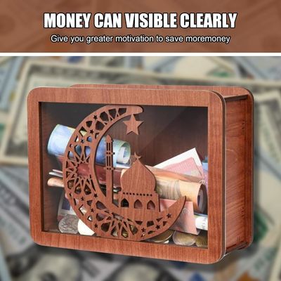 Environmental Cash Savings Box TIMBER Houten kassetoetsen met gelddoel en cijfers