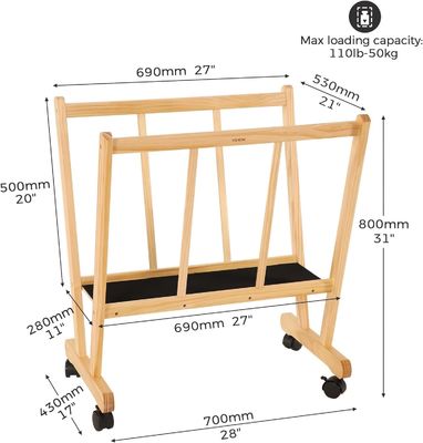 202406 Houten grote drukrek met rollende rolbakken Customized Logo Badkamer Display en opslag