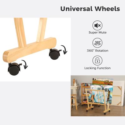 202406 Houten grote drukrek met rollende rolbakken Customized Logo Badkamer Display en opslag