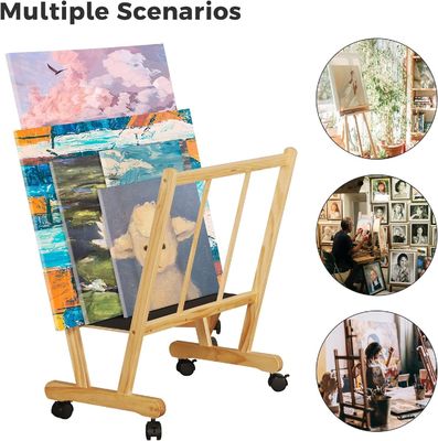 202406 Houten grote drukrek met rollende rolbakken Customized Logo Badkamer Display en opslag