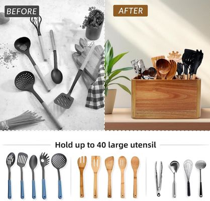 Grote capaciteit Acacia hout opslagdoos voor keuken toonbank in massief houten structuur