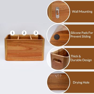 Grote capaciteit Acacia hout opslagdoos voor keuken toonbank in massief houten structuur