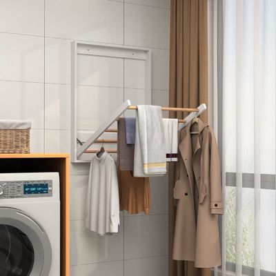 Multifunktioneel opvouwbaar houten kledingdroger Racks Wall Mounted Kleding Drying Rack