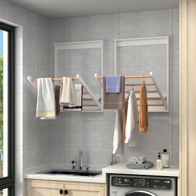 Multifunktioneel opvouwbaar houten kledingdroger Racks Wall Mounted Kleding Drying Rack