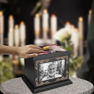 Unieke fotoraam crematie urnen voor menselijke as afdrukken zijde-scherm afdrukken