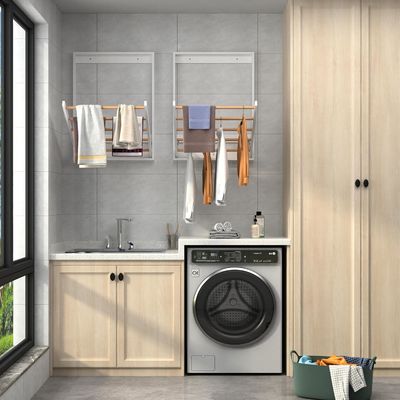 Multifunktioneel opvouwbaar houten kledingdroger Racks Wall Mounted Kleding Drying Rack