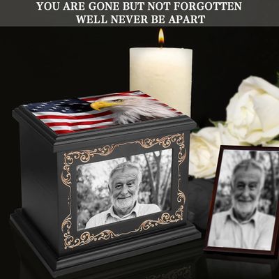 Unieke fotoraam crematie urnen voor menselijke as afdrukken zijde-scherm afdrukken