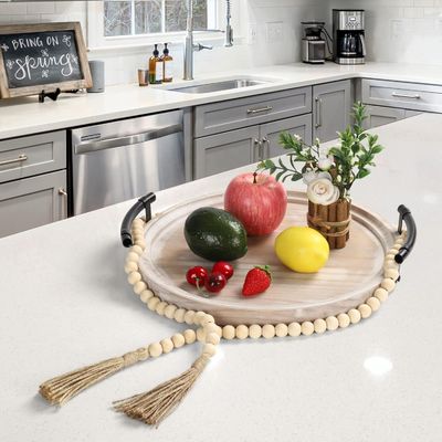 Ronde houten dienplaat in gewone kleur voor moderne keuken