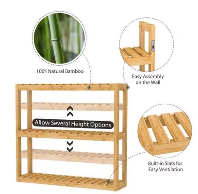 Natuurlijke kleur 3 Tier Houten opslagplank voor het organiseren van uw badkamer essentieel