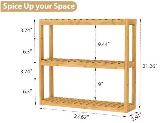 Natuurlijke kleur 3 Tier Houten opslagplank voor het organiseren van uw badkamer essentieel