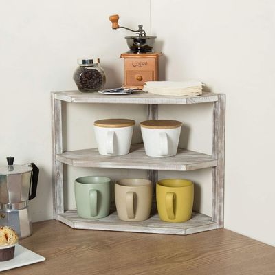 Houten keukenhoekrek 3 laag opslagorganisator voor kookvoorzieningen