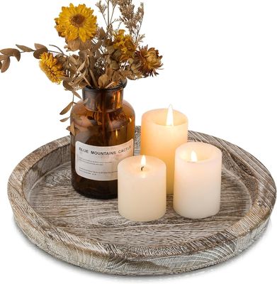 Rustieke Ash Tealight Post Tray Kleine boerderij tafel Centrum met aangepast logo
