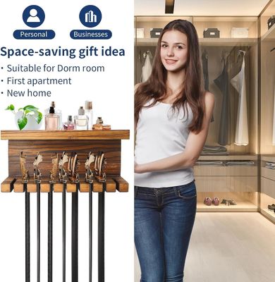 Behoorlijke houten gordelopslagorganisator met dubbelplank uit walnoot- en beukenmateriaal