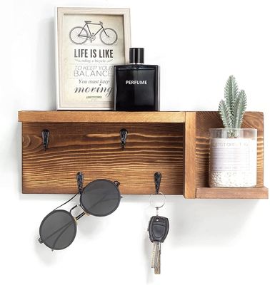 Zwarte moderne decoratie Houten vierkante kubus Drijvende muurplank met aangepast logo