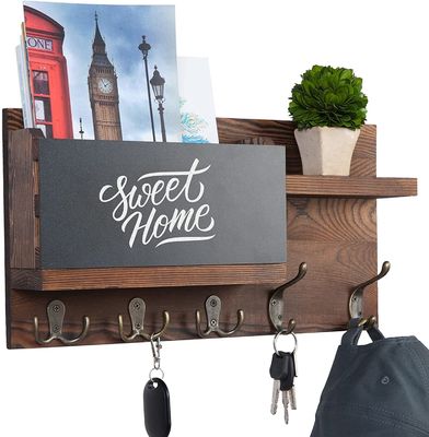 Zwarte moderne decoratie Houten vierkante kubus Drijvende muurplank met aangepast logo