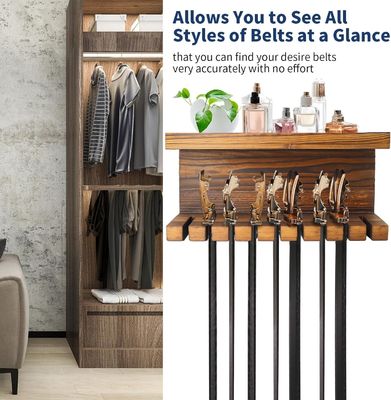 Behoorlijke houten gordelopslagorganisator met dubbelplank uit walnoot- en beukenmateriaal