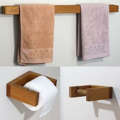 Als uw verzoek Handgemaakte Houten Badkamer Handdoek Houder Badkamer toiletpapier Wandplank