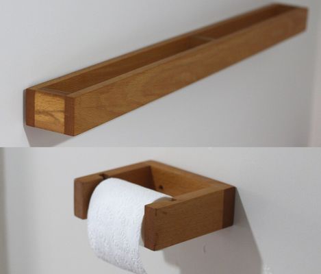 Als uw verzoek Handgemaakte Houten Badkamer Handdoek Houder Badkamer toiletpapier Wandplank