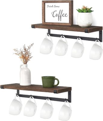 Solid Wood Floating Rack Coffee Bar Accessoires voor Wand Boekenplanken in Kinderkeuken