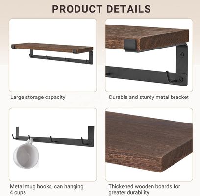 Solid Wood Floating Rack Coffee Bar Accessoires voor Wand Boekenplanken in Kinderkeuken