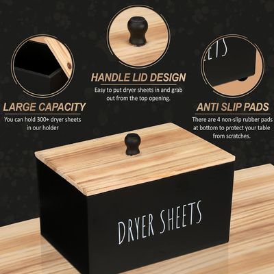 Gift Craft Zwarte houten doos Container Rechthoek Moderne ruimtebesparende vellen Dispenser