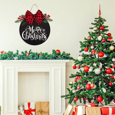 Ronde houten hangbord voor de voordeur Gelukkig kerstfeest Welkom Houten bord Solid hout