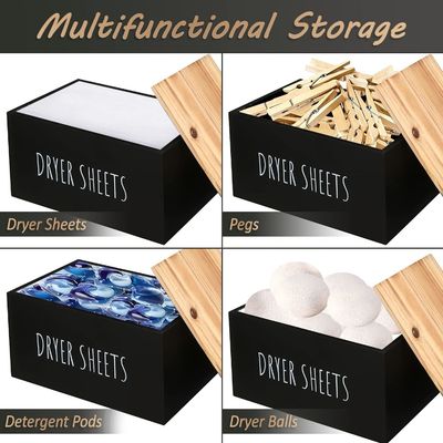 Gift Craft Zwarte houten doos Container Rechthoek Moderne ruimtebesparende vellen Dispenser