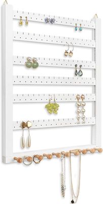 Gemakkelijk te monteren Solid Beech Hout Ohrring Hangende Halsketting Houder Hanger Muur Mount Juwelen Organisator