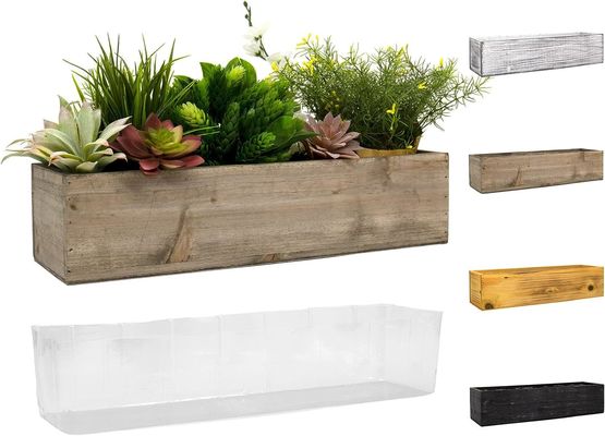 Andere cadeautjes handwerk luxe rustieke bruine houten planters met afneembare plastic voering