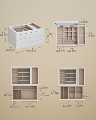 Doorzichtige deksel 3-laag houten juwelen doos in rechthoekige vorm voor op maat gemaakte opslagbehoeften