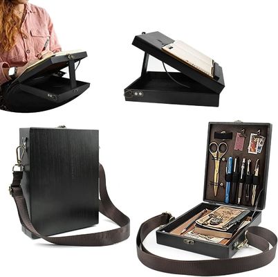 Embossing Multifunctionele Draagbare Houten Bureaublad schilderen Tekenen Staf met opslagdoos